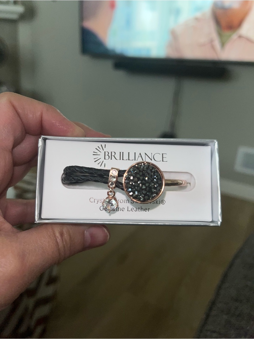 Kohl's Brilliance Black Crystal Braided Leather Bracelet w/Swarovski Crystals!
